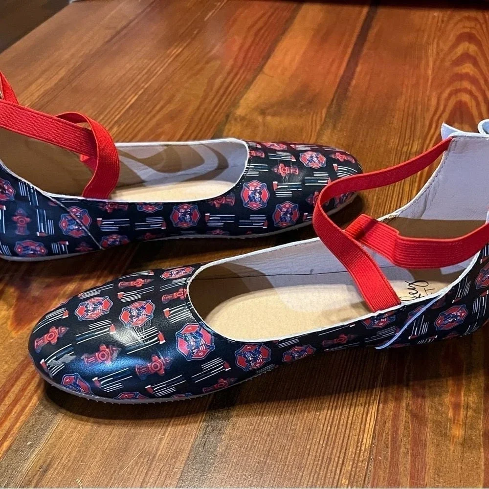 Monkey Feet Women's Red Firefighter‎ Ballet Flats Size 41/10